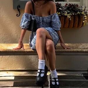Urban outfitters blue gingham babydoll dress